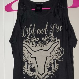 NWOT Vocal Cattle Head Cold Shoulder Top
